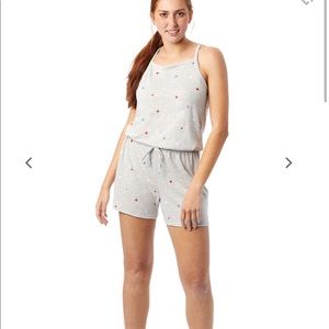 Eco-Jersey square neck printed romper
